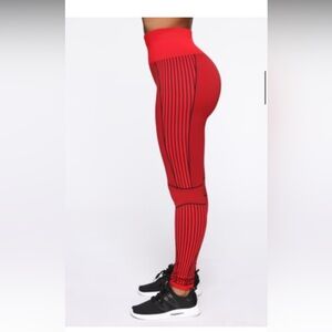 Fashion Nova Active Red/Black Leggings - Small
